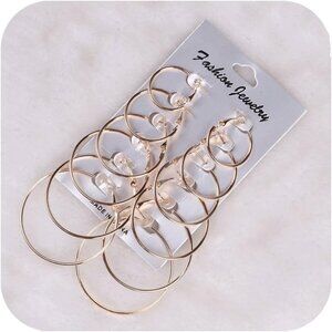 6 Pair Hoop Earring Set Stainless stud Earring Women Jewelry Silver Tone